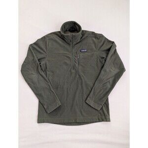 Patagonia Men's Oakes Green Woven Fleece 1/4 Zip Pullover Sweater Size S Quarter